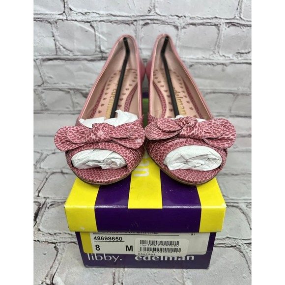 BRAND NEW in Box Libby Edelman L-Flynn Women Sz 8M Patent Pink Snake Shoes - Picture 3 of 9